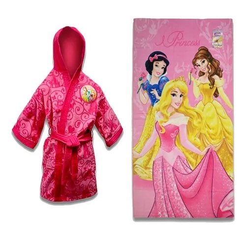 Kit De Bata Y Toalla Baño Princesas Disney Algodón Hilasal